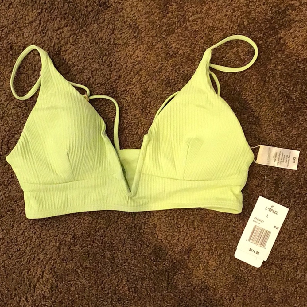 NWT L Space neon green bikini top